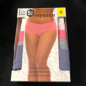 FELINA 5-PACK PIMA COTTON WIDE WAISTBAND HIPSTER